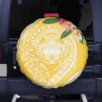 Aloha Hawaii Oahu Spare Tire Cover Wahine with Ilima Lei LT7 No hole Yellow - Polynesian Pride