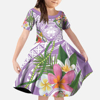 Aloha Hawaii Kauai Family Matching Off The Shoulder Long Sleeve Dress and Hawaiian Shirt Frangipani Mix Mokihana Lei
