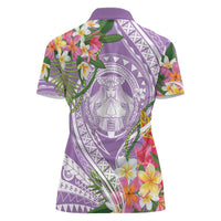 Aloha Hawaii Kauai Women Polo Shirt Frangipani Mix Mokihana Lei