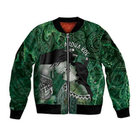 New Zealand Aroha Koe Mama Bomber Jacket Maori Hongi - Pounamu LT7 Unisex Green - Polynesian Pride