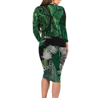 New Zealand Aroha Koe Mama Family Matching Long Sleeve Bodycon Dress and Hawaiian Shirt Maori Hongi - Pounamu