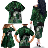 New Zealand Aroha Koe Mama Family Matching Off The Shoulder Long Sleeve Dress and Hawaiian Shirt Maori Hongi - Pounamu LT7 - Polynesian Pride