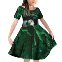 New Zealand Aroha Koe Mama Family Matching Off Shoulder Short Dress and Hawaiian Shirt Maori Hongi - Pounamu LT7 Daughter's Dress Green - Polynesian Pride