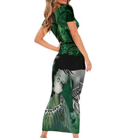 New Zealand Aroha Koe Mama Short Sleeve Bodycon Dress Maori Hongi - Pounamu