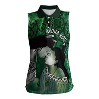 New Zealand Aroha Koe Mama Women Sleeveless Polo Shirt Maori Hongi - Pounamu LT7 Female Green - Polynesian Pride
