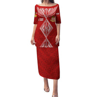 Personalised Kolisi Tonga Atele Puletasi Tongan Kupesi - Special LT7 Long Dress Red - Polynesian Pride