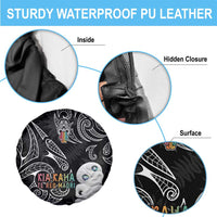 Kia Hara Te reo Maori Spare Tire Cover Manaia Moko Pattern