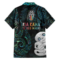 Kia Hara Te reo Maori Family Matching Long Sleeve Bodycon Dress and Hawaiian Shirt Manaia Moko Mix Paua Shell LT7 - Polynesian Pride