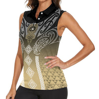 Aotearoa Maori Iwi Heritage Women Sleeveless Polo Shirt Waikato Tainui Parauri LT7 - Polynesian Pride