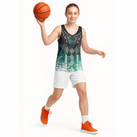 Aotearoa Maori Iwi Heritage Basketball Jersey Ngati Kahungunu Paua Shell Turquoise LT7 - Polynesian Pride