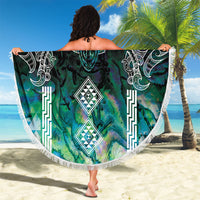 Aotearoa Maori Iwi Heritage Beach Blanket Ngati Kahungunu Paua Shell Turquoise LT7 - Polynesian Pride