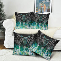 Aotearoa Maori Iwi Heritage Pillow Cover Ngati Kahungunu Paua Shell Turquoise LT7 - Polynesian Pride