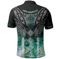 Aotearoa Maori Iwi Heritage Polo Shirt Ngati Kahungunu Paua Shell Turquoise LT7 - Polynesian Pride