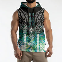 Aotearoa Maori Iwi Heritage Sleeveless Hoodie Ngati Kahungunu Paua Shell Turquoise LT7 - Polynesian Pride