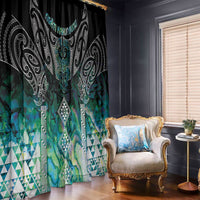 Aotearoa Maori Iwi Heritage Window Curtain Ngati Kahungunu Paua Shell Turquoise LT7 - Polynesian Pride