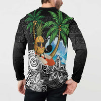 Tropical Christmas Polynesian Button Sweatshirt Funny Surfing Pineapple