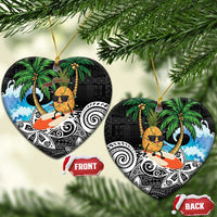 Tropical Christmas Polynesian Ceramic Ornament Funny Surfing Pineapple