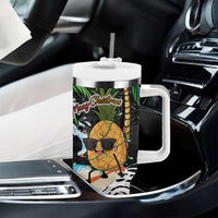 Tropical Christmas Polynesian Tumbler With Handle Funny Surfing Pineapple