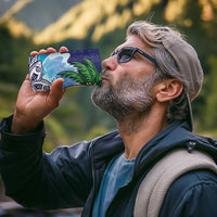 Tropical Christmas Polynesian 4 in 1 Can Cooler Tumbler Funny Surfing Pineapple Blue