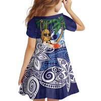 Tropical Christmas Polynesian Family Matching Long Sleeve Bodycon Dress and Hawaiian Shirt Funny Surfing Pineapple Blue LT7 - Polynesian Pride