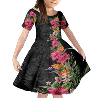 Hawaii Flowers Tribal Pattern Family Matching Tank Maxi Dress and Hawaiian Shirt LT9