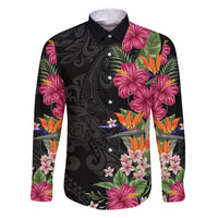 Hawaii Flowers Tribal Pattern Family Matching Tank Maxi Dress and Hawaiian Shirt LT9