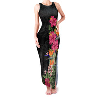 Hawaii Flowers Tribal Pattern Family Matching Tank Maxi Dress and Hawaiian Shirt LT9