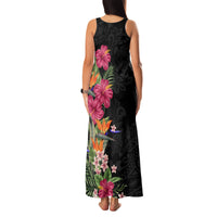 Hawaii Flowers Tribal Pattern Family Matching Tank Maxi Dress and Hawaiian Shirt LT9
