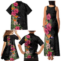 Hawaii Flowers Tribal Pattern Family Matching Tank Maxi Dress and Hawaiian Shirt LT9