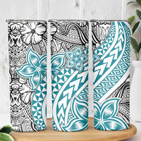 Turquoise Traditional Polynesian Tribal Tattoo Retro Skinny Tumbler LT9 - Polynesian Pride