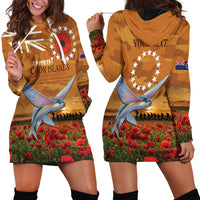 Cook Islands ANZAC Day Personalised Hoodie Dress with Poppy Field LT9 - Polynesian Pride