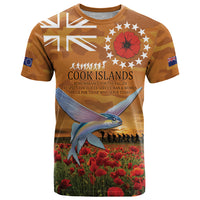 Cook Islands ANZAC Day Personalised T Shirt with Poppy Field LT9 Art - Polynesian Pride