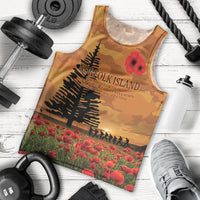 Norfolk Island ANZAC Day Personalised Men Tank Top with Poppy Field LT9 - Polynesian Pride
