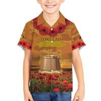 Tokelau ANZAC Day Personalised Family Matching Off Shoulder Maxi Dress and Hawaiian Shirt with Poppy Field LT9 Son's Shirt Art - Polynesian Pride