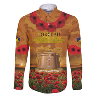 Tokelau ANZAC Day Personalised Family Matching Short Sleeve Bodycon Dress and Hawaiian Shirt with Poppy Field LT9 Dad's Shirt - Long Sleeve Art - Polynesian Pride