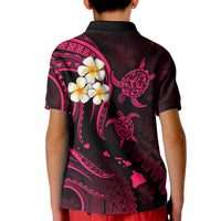 Hawaii Kid Polo Shirt Niihau Islands Polynesian Sunset Plumeria Pink Vibe LT9 - Polynesian Pride