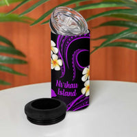 Hawaii Ni'ihau Islands Pacific Plumeria 4 in 1 Can Cooler Tumbler Purple Polynesian Tattoo