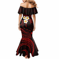 Polynesian Hawaii Mermaid Dress Niihau Islands with Pacific Plumeria Red Vibe LT9 - Polynesian Pride
