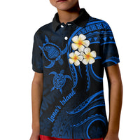 Hawaii Kid Polo Shirt Lanai Islands Polynesian Sunset Plumeria Blue Vibe LT9 Kid Blue - Polynesian Pride