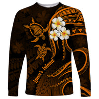 Hawaii Long Sleeve Shirt Lanai Islands Polynesian Sunset Plumeria Gold Vibe LT9 Unisex Gold - Polynesian Pride