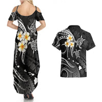 Polynesian Hawaii Couples Summer Maxi Dress and Hawaiian Shirt Lanai Islands with Pacific Plumeria White Vibe LT9 - Polynesian Pride