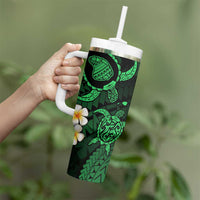 Hawaii Lanaʻi Islands Pacific Plumeria Tumbler With Handle Green Polynesian Tattoo