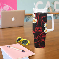 Hawaii Kauai Islands Pacific Plumeria Tumbler With Handle Red Polynesian Tattoo