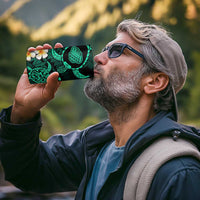 Hawaii Kauai Islands Pacific Plumeria 4 in 1 Can Cooler Tumbler Turquoise Polynesian Tattoo