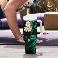 Hawaii Kauai Islands Pacific Plumeria Tumbler With Handle Turquoise Polynesian Tattoo