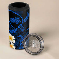 Hawaii Kahoolawe Islands Pacific Plumeria 4 in 1 Can Cooler Tumbler Blue Polynesian Tattoo