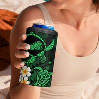 Hawaii Kahoolawe Islands Pacific Plumeria 4 in 1 Can Cooler Tumbler Green Polynesian Tattoo