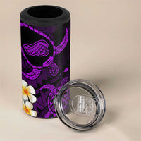 Hawaii Kahoolawe Islands Pacific Plumeria 4 in 1 Can Cooler Tumbler Purple Polynesian Tattoo