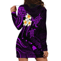 Polynesian Hawaii Hoodie Dress Kahoolawe Islands with Pacific Plumeria Purple Vibe LT9 - Polynesian Pride