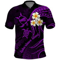 Polynesian Hawaii Polo Shirt Kahoolawe Islands with Pacific Plumeria Purple Vibe LT9 Purple - Polynesian Pride